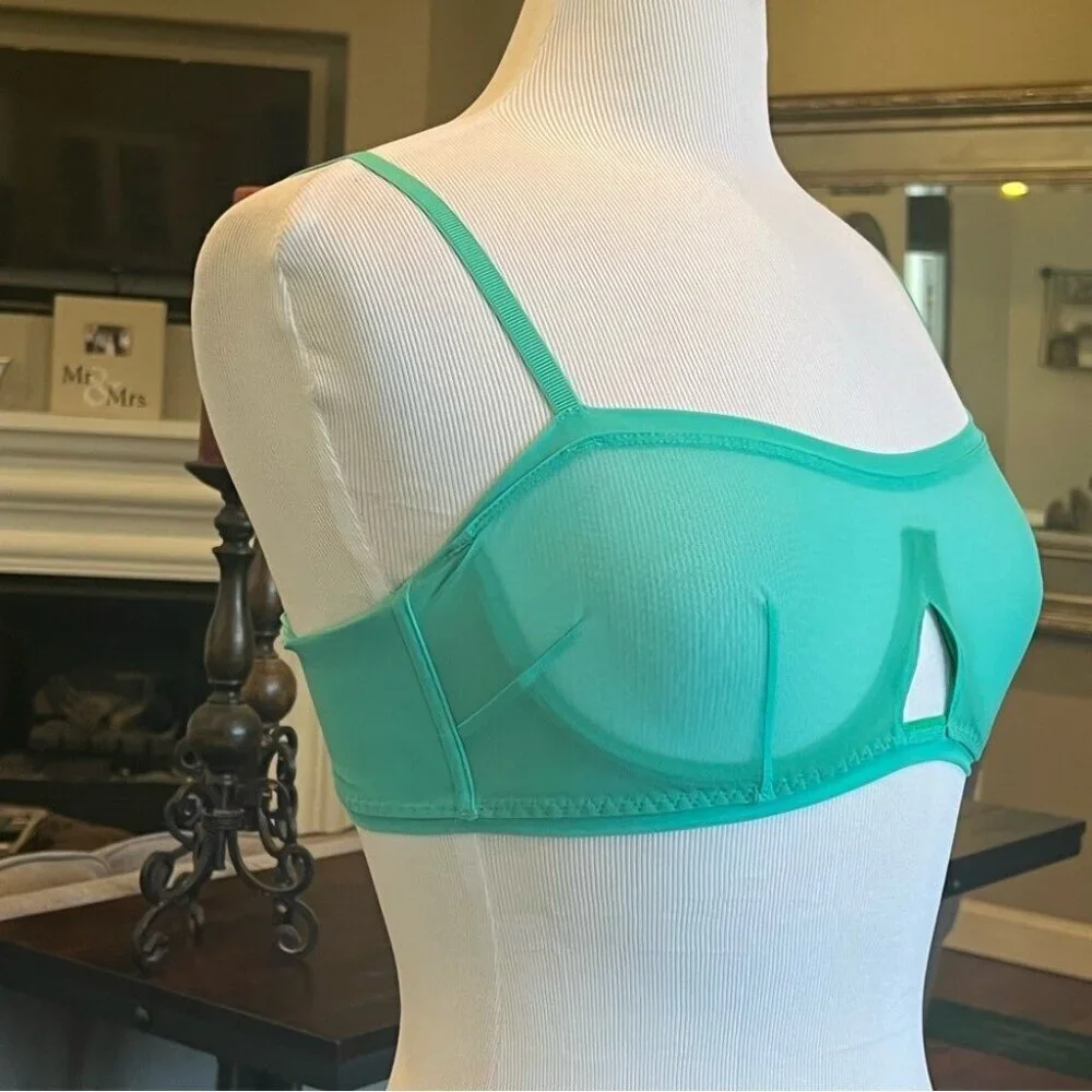 NWT We are HAH Free People Bra Fits 30-38C Teal Mesh Sheer 30C 32C 34C 36C 38C